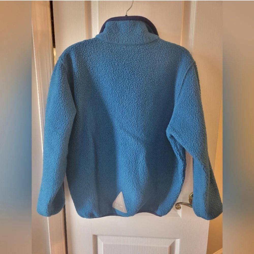 Vintage L.L. Bean Deep Pile Sherpa Fleece Jacket Blue Youth Large Fits Adult S/M